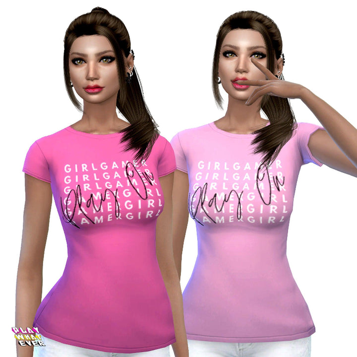 Sims 4 CC Play On Girl Gamer Cute Women's T-Shirt - PlayWhatever
