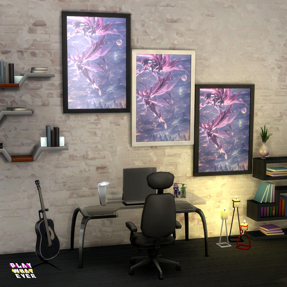 Sims 4 CC Purple Tinted Galaxy Anime Futuristic Poster - PlayWhatever