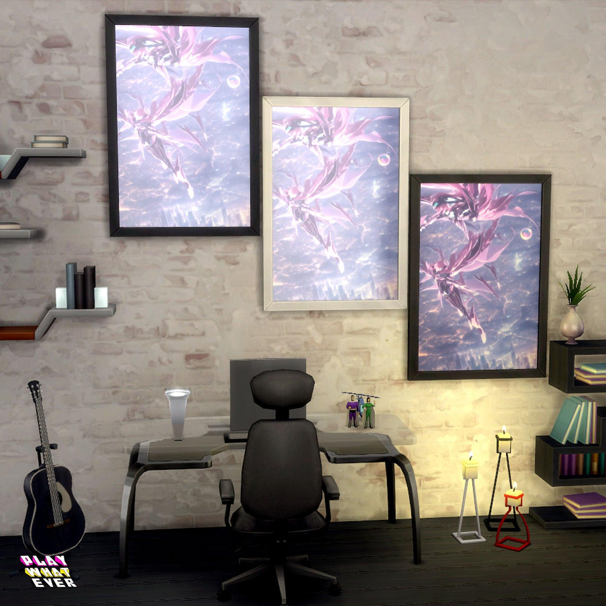 Sims 4 CC Purple Tinted Galaxy Anime Futuristic Poster - PlayWhatever