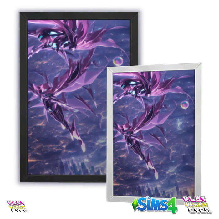 Sims 4 CC Purple Tinted Galaxy Anime Futuristic Poster