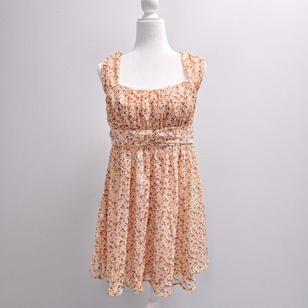 Preloved: Peach Beight Floral Chiffon Dress