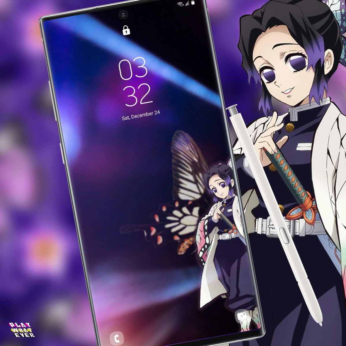 Demon Slayer Shinobu Kocho Butterfly Away Phone Wallpaper