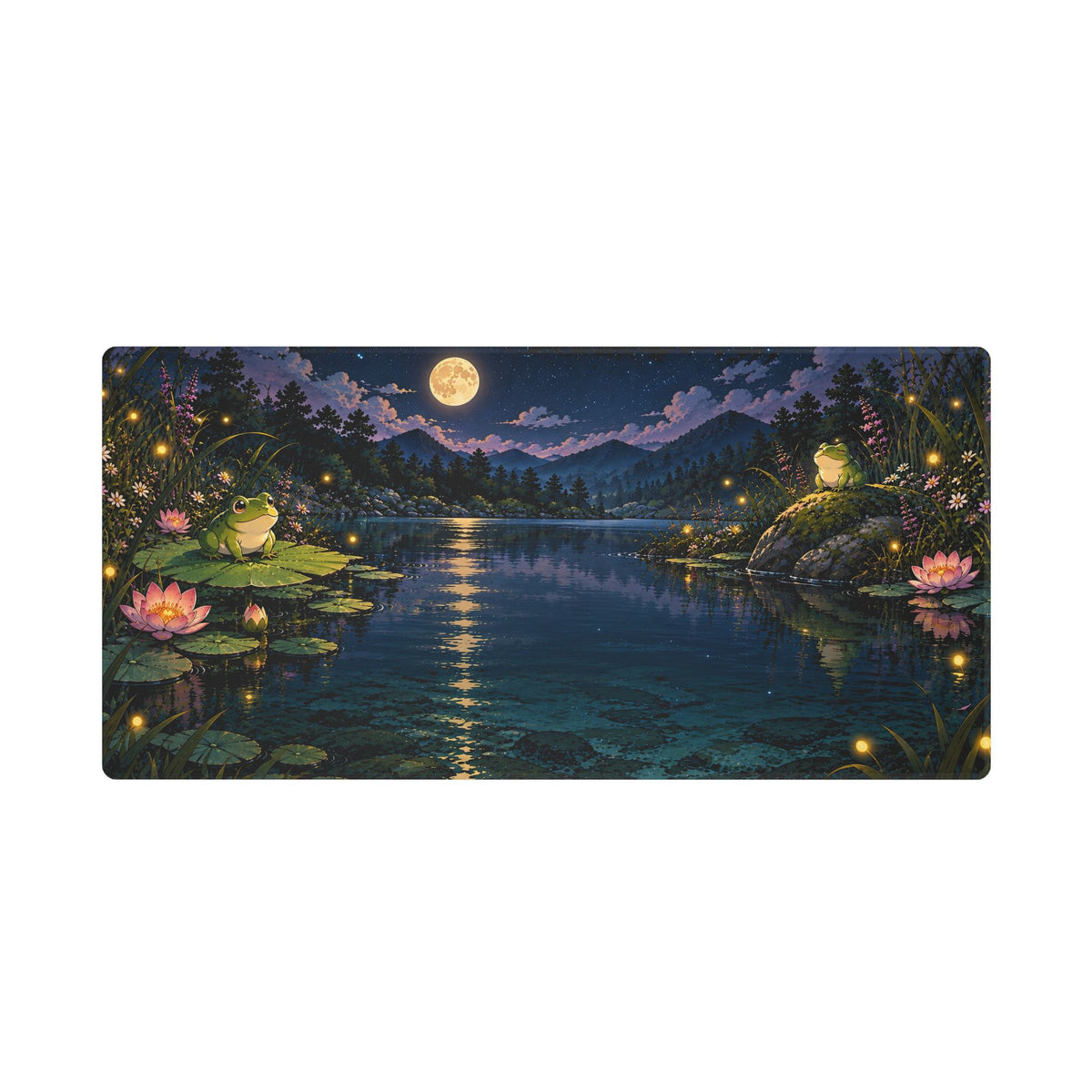 Moonlit Frog Lake – Cottagecore Desk Mat