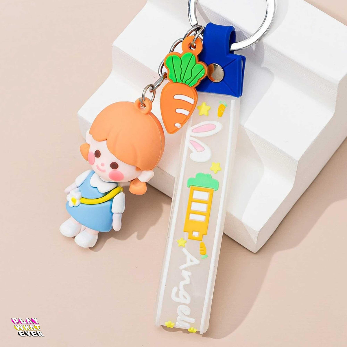 Sweet Angela Loves Rabbits Keychain