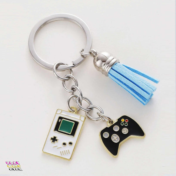 Clean Blue Gaming Charm Tassel Keychain