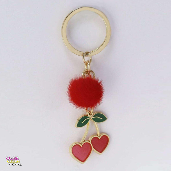 Love Me Mon Cheri Red Pompom Keychain