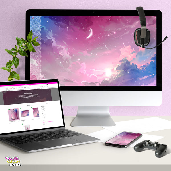 Pink Dream Digital Wallpaper Set (Desktop + Mobile)
