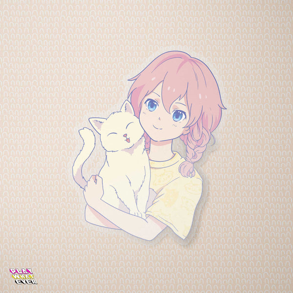 My Best Friend Cat Anime Girl Sticker