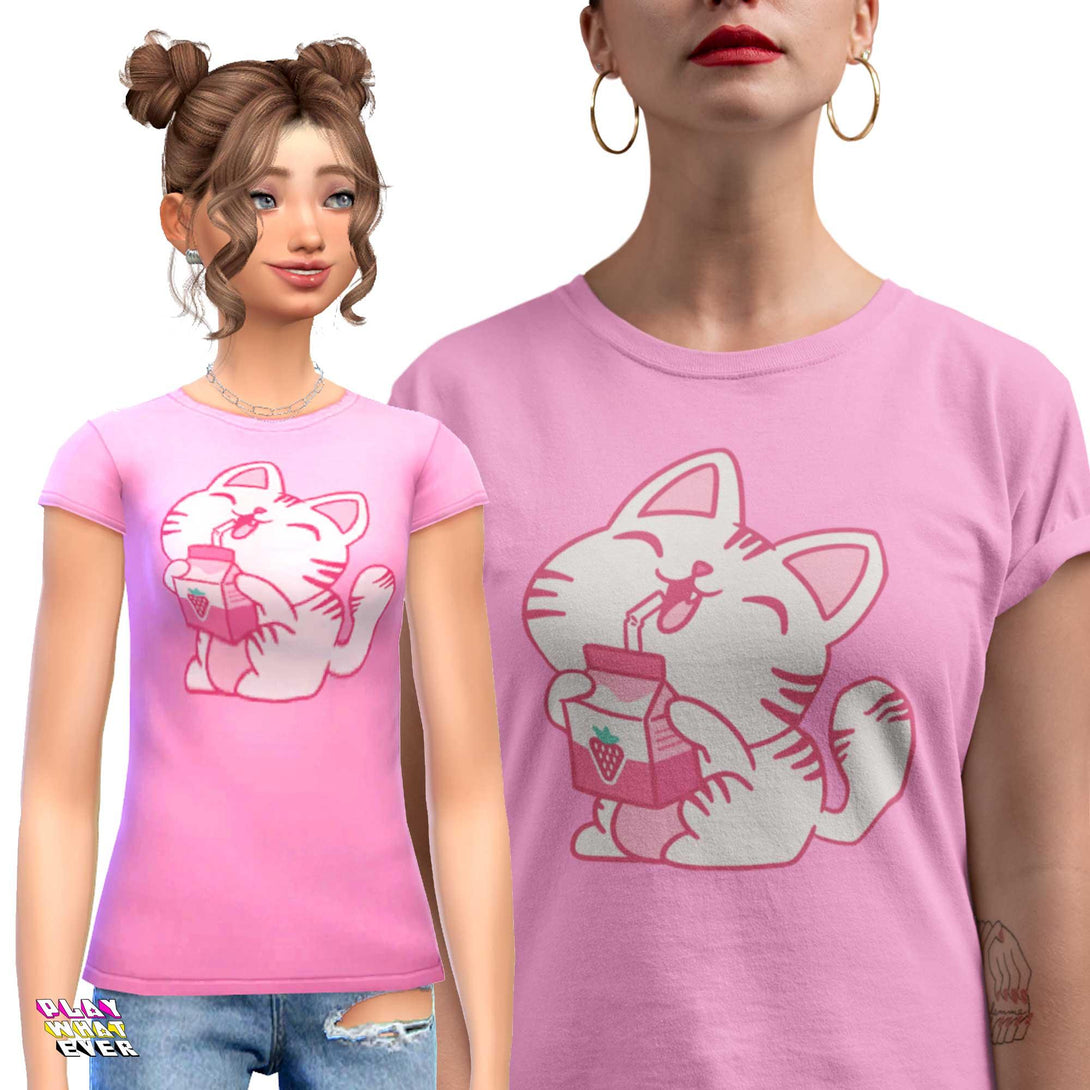 Strawberry Milk Neko Sims 4 CC - PlayWhatever