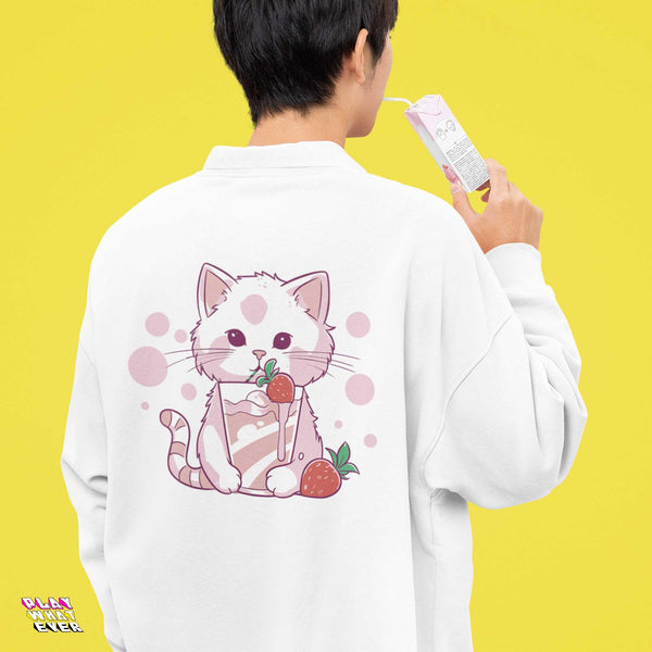 Strawberry Catshake Cute Unisex Sweatshirt