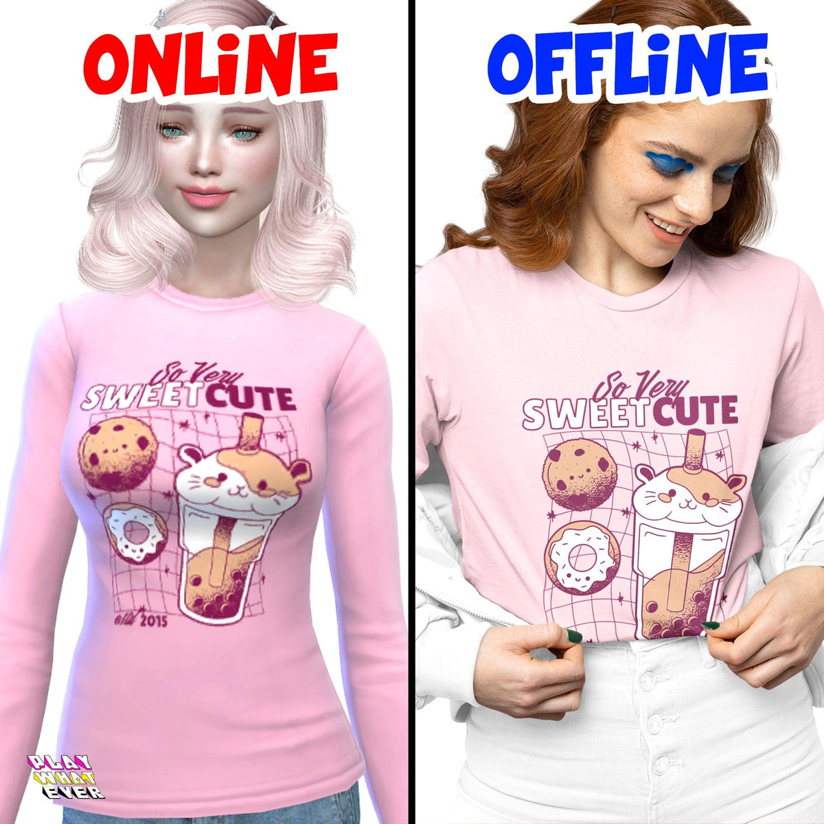 Sims 4 CC Cute Dessert Time Long Sleeve Shirt