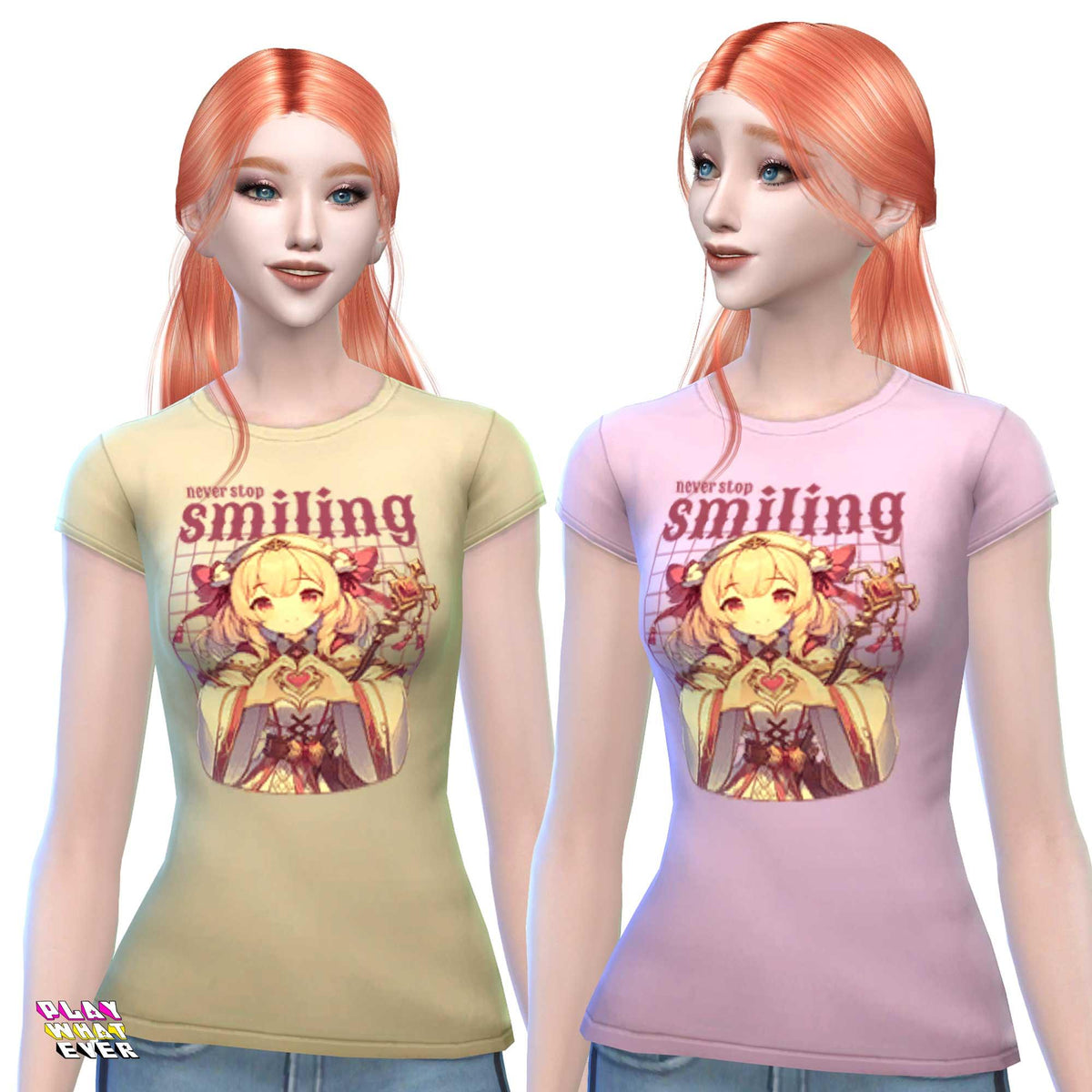 Sims 4 CC Never Stop Smiling Anime RPG Cleric Shirt