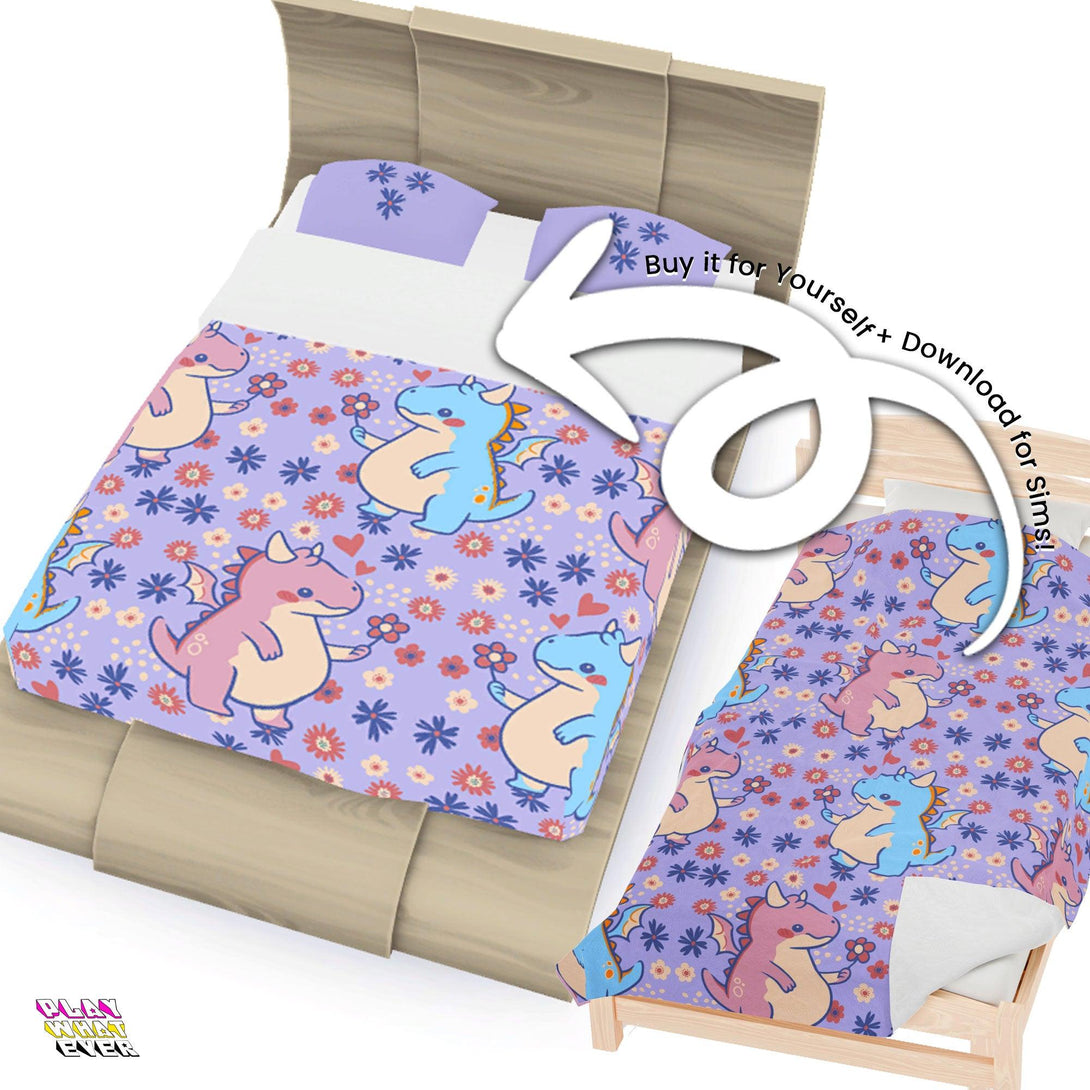 Sims 4 CC Dragon Friends Plush Blanket Bed - PlayWhatever