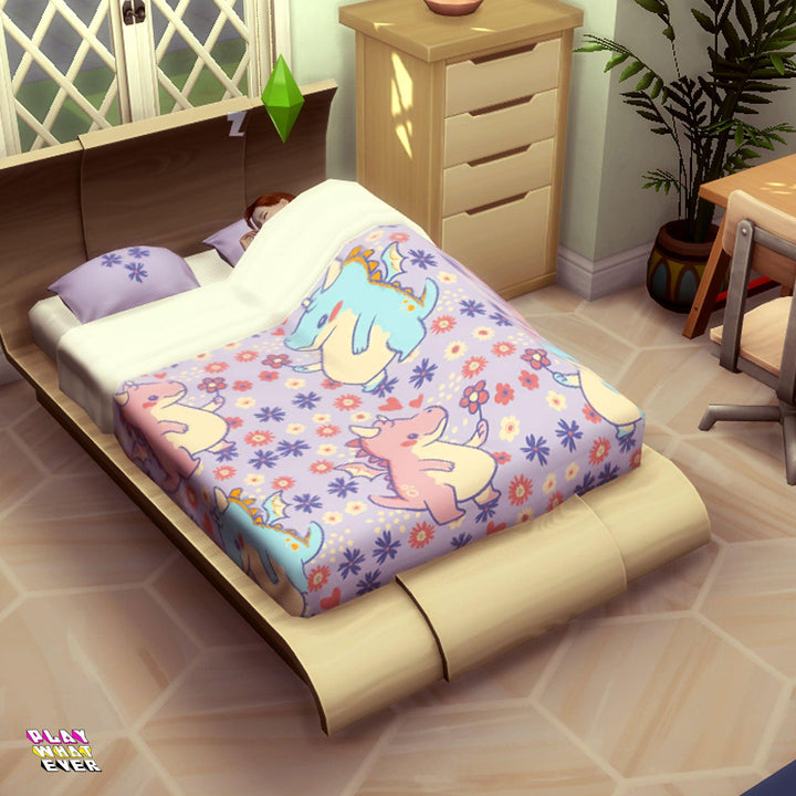 Sims 4 CC Dragon Friends Plush Blanket Bed - PlayWhatever