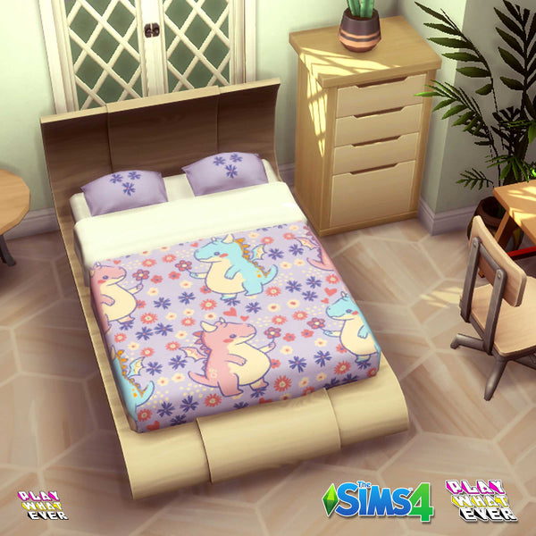 Sims 4 CC Dragon Friends Plush Blanket Bed
