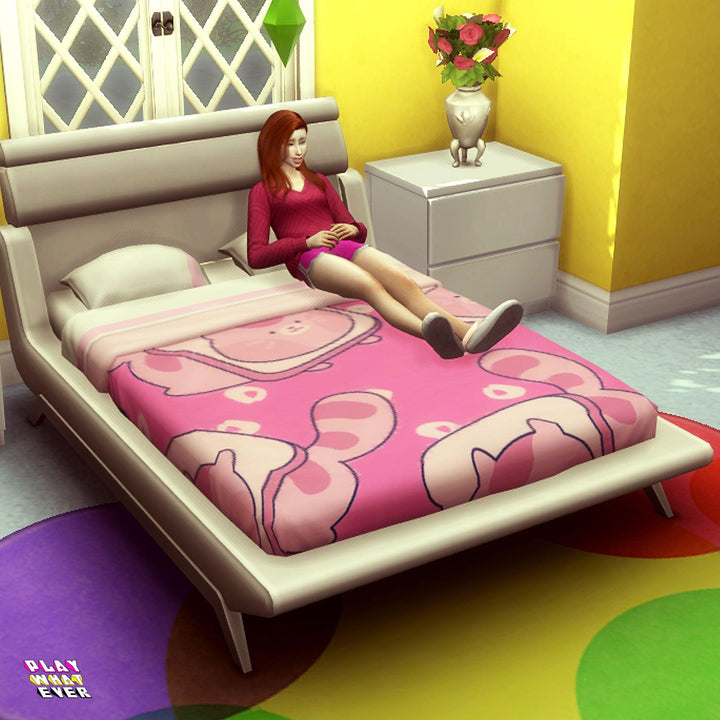 Sims 4 CC Cute Toast Kitten Plush Bed - PlayWhatever