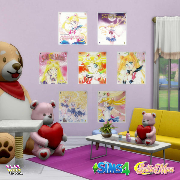 Sims 4 CC Sailor Moon Serena Usagi Poster Set V1