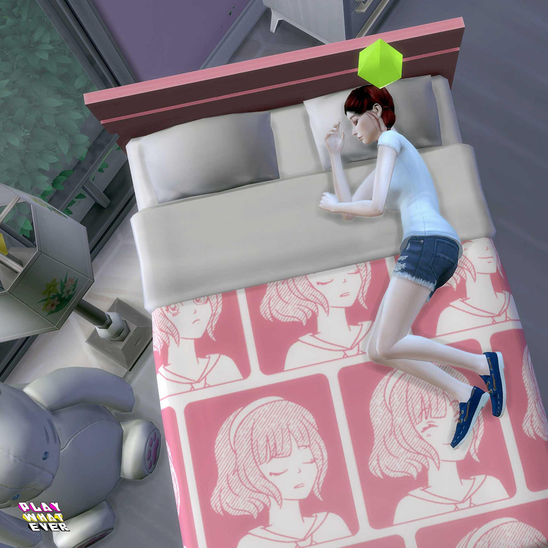 Sims 4 CC Many Faces of Anime Bed - PlayWhatever