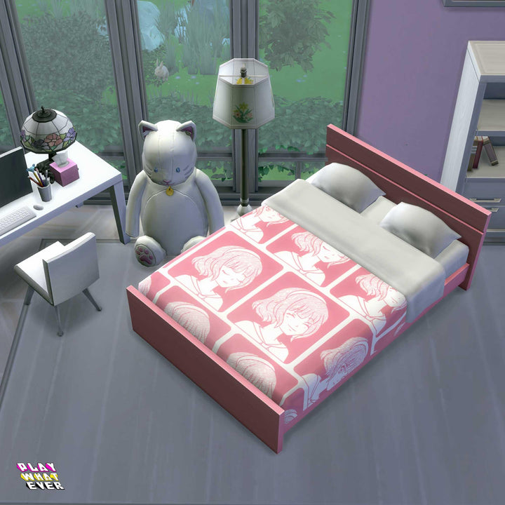 Sims 4 CC Many Faces of Anime Bed - PlayWhatever