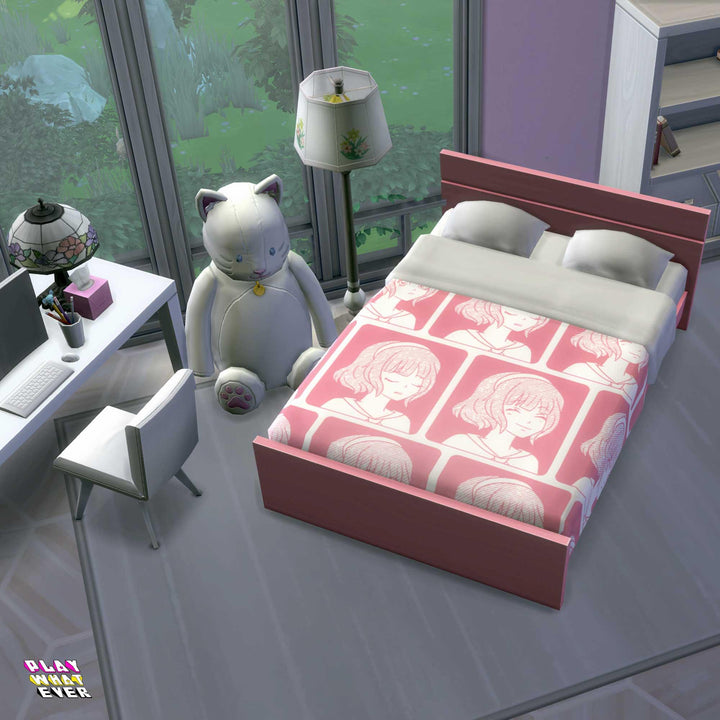 Sims 4 CC Many Faces of Anime Bed - PlayWhatever