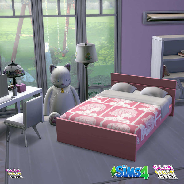 Sims 4 CC Many Faces of Anime Bed