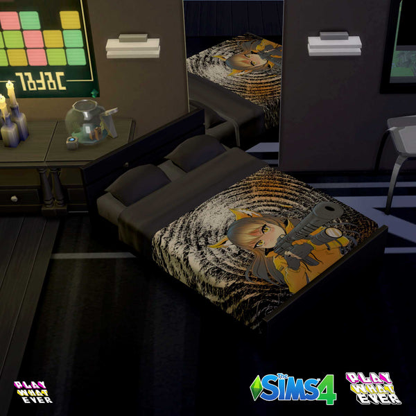 Sims 4 CC Anime Cat Girl Gunner Bed