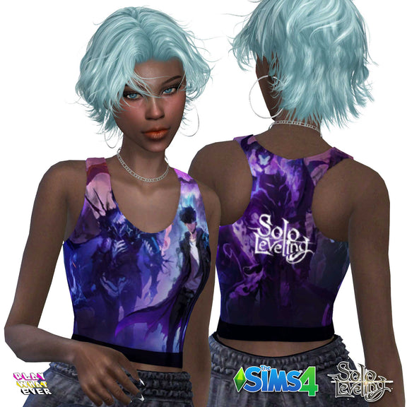 Sims 4 CC Solo Leveling Inspired Women's Crop Tank Top