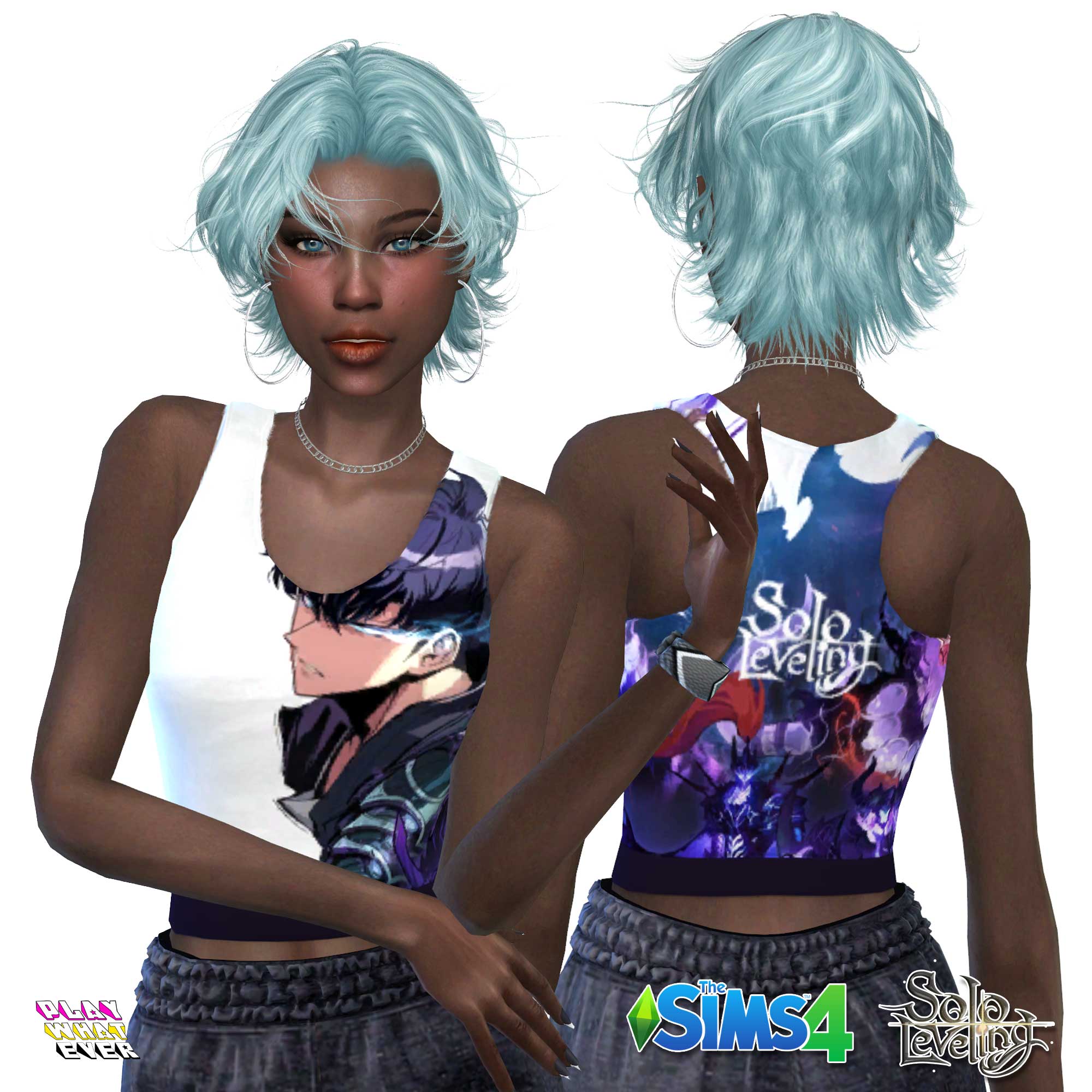 Sims 4 CC Solo Leveling Inspired Women's Crop Tank Top