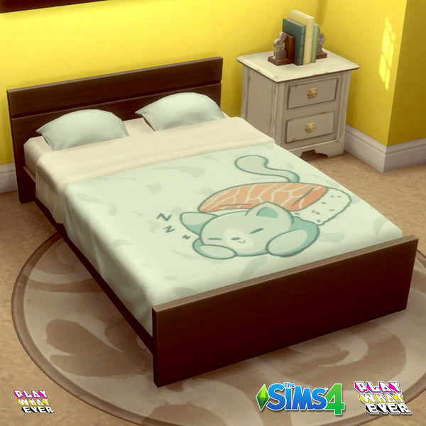 Sims 4 CC Sushi Cat Base Game Bed