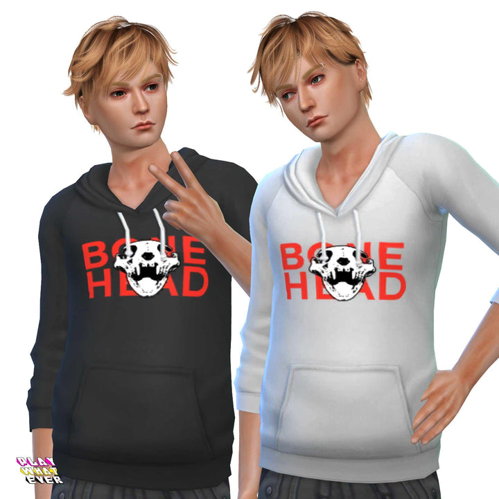 Sims 4 CC Bone Head Hoodie - PlayWhatever