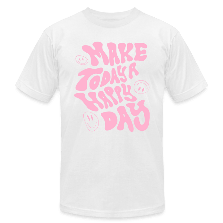 Make Today a Happy Day Smiley Face T-Shirt - white
