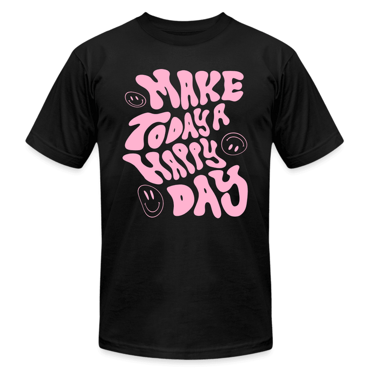 Make Today a Happy Day Smiley Face T-Shirt - black