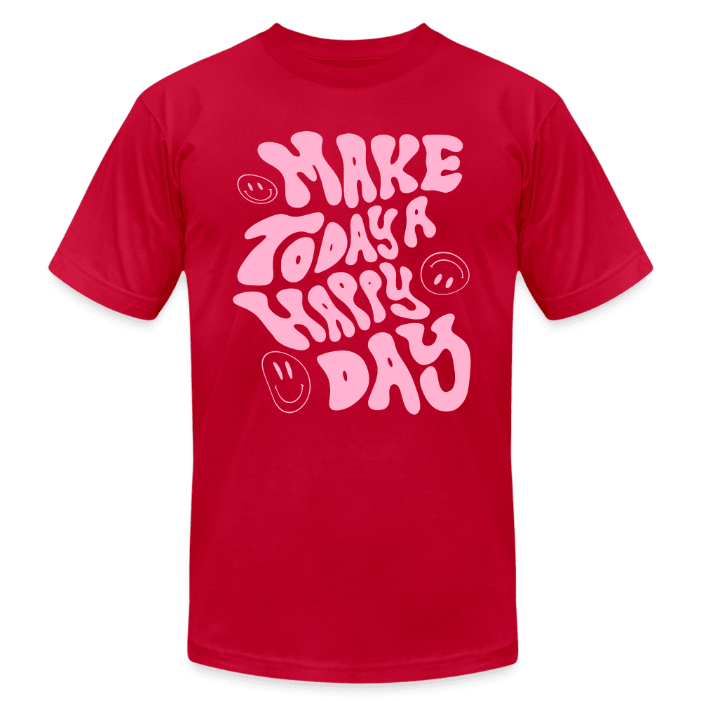 Make Today a Happy Day Smiley Face T-Shirt - red