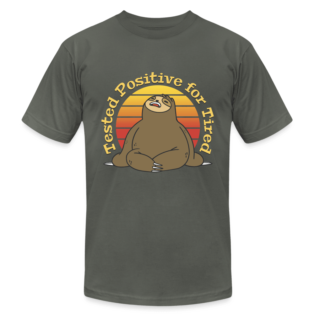 Tested Positive for Tired Funny Sloth T-Shirt - asphalt