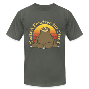 Tested Positive for Tired Funny Sloth T-Shirt - asphalt