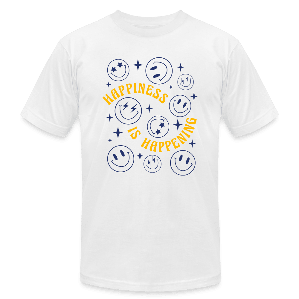 Happiness if Happening Positive Vibe Smiley Shirt - white