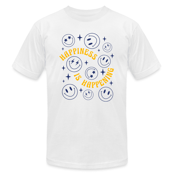 Happiness if Happening Positive Vibe Smiley Shirt - white