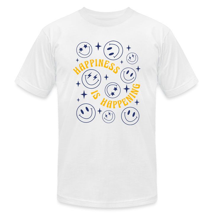 Happiness if Happening Positive Vibe Smiley Shirt - white