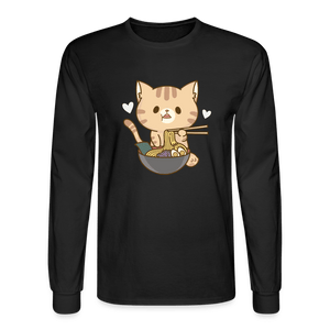 Meow Loves Ramen Long Sleeve T-Shirt - black