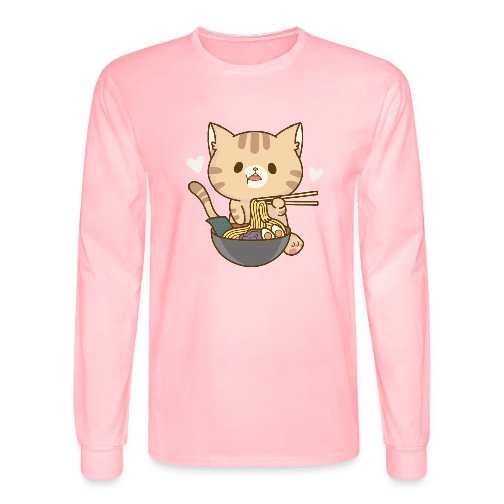 Meow Loves Ramen Long Sleeve T-Shirt - pink