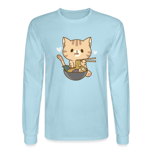Meow Loves Ramen Long Sleeve T-Shirt - powder blue