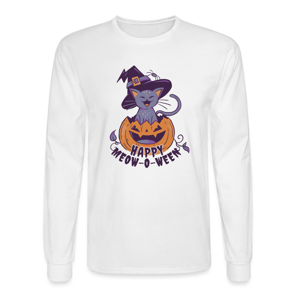 Happy Meow-O-Ween Long Sleeve T-Shirt - white