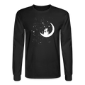 Moonlight Cat Love Long Sleeve T-Shirt - black