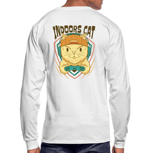 Indoors Cat Long Sleeve T-Shirt - white