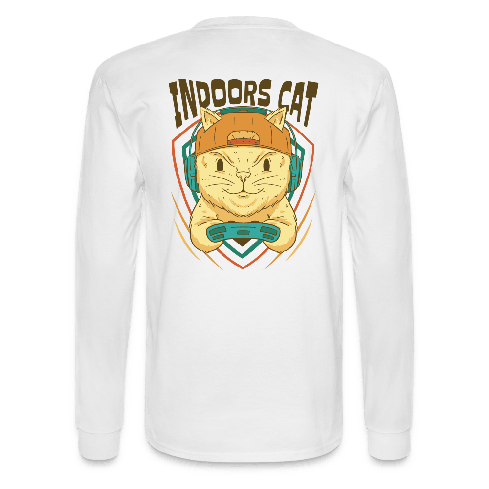 Indoors Cat Long Sleeve T-Shirt - white