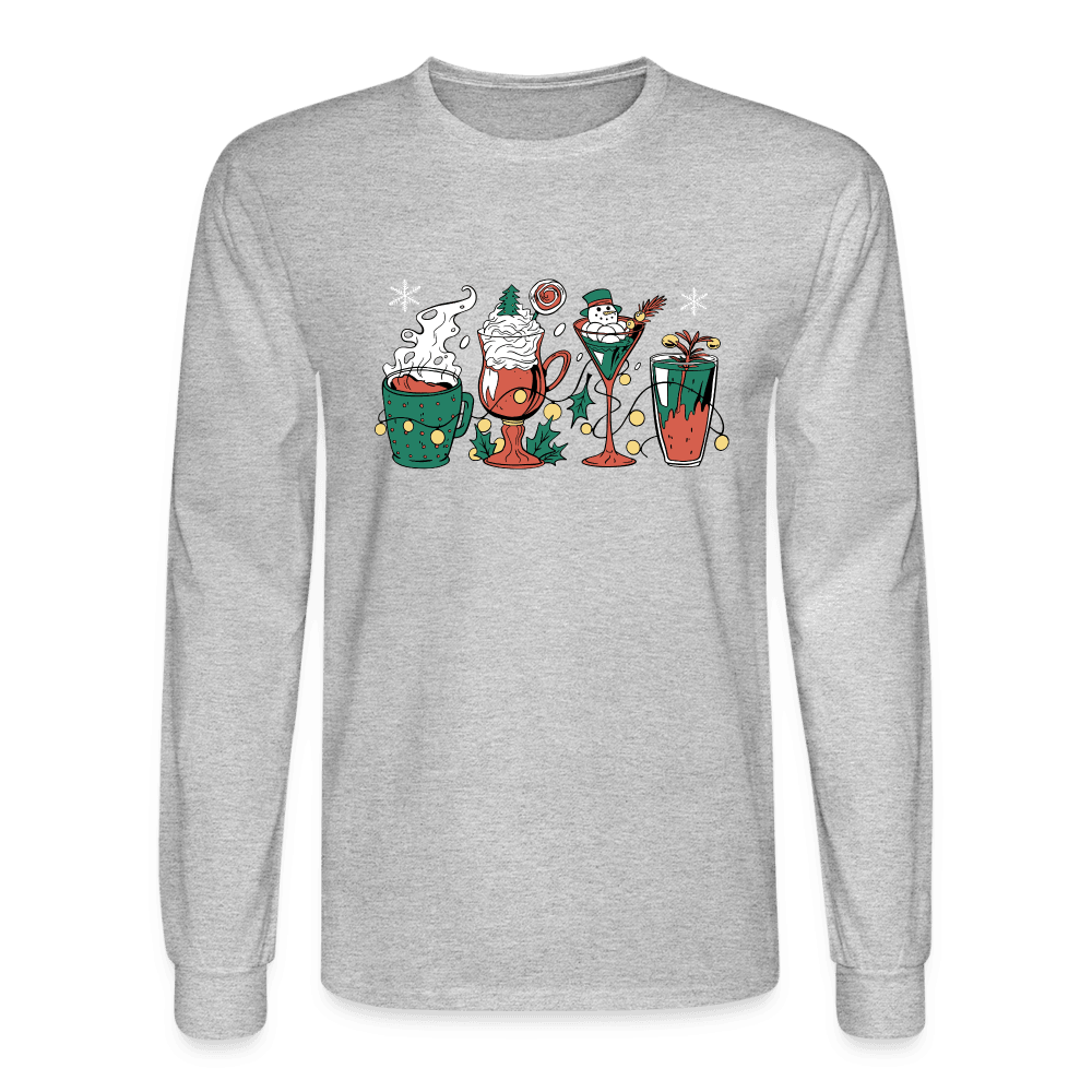 Holiday Drinks Fun Long Sleeve T-Shirt - heather gray