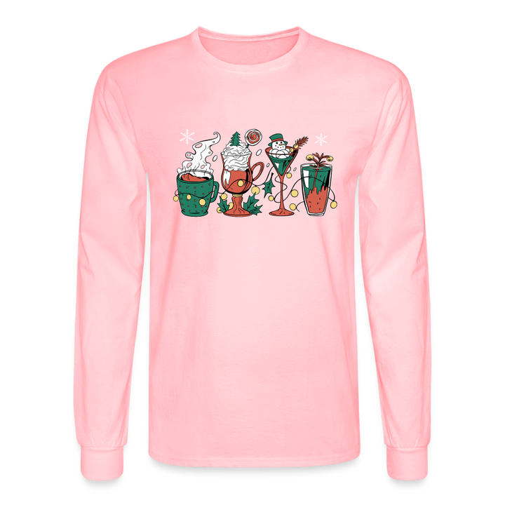 Holiday Drinks Fun Long Sleeve T-Shirt - pink