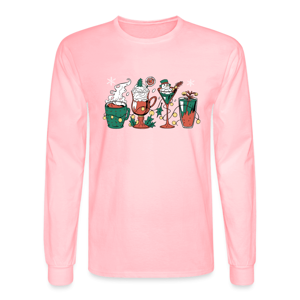 Holiday Drinks Fun Long Sleeve T-Shirt - pink