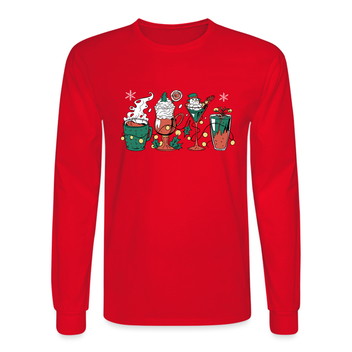 Holiday Drinks Fun Long Sleeve T-Shirt - red