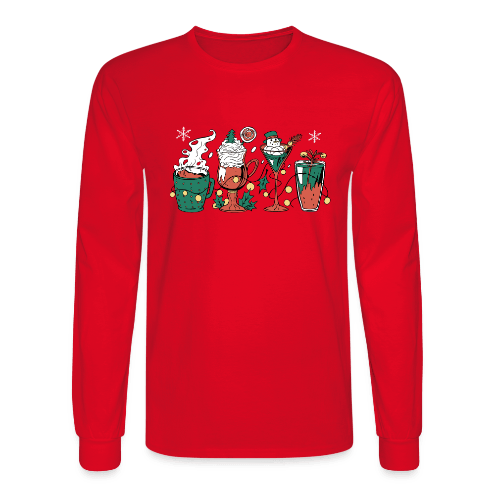 Holiday Drinks Fun Long Sleeve T-Shirt - red